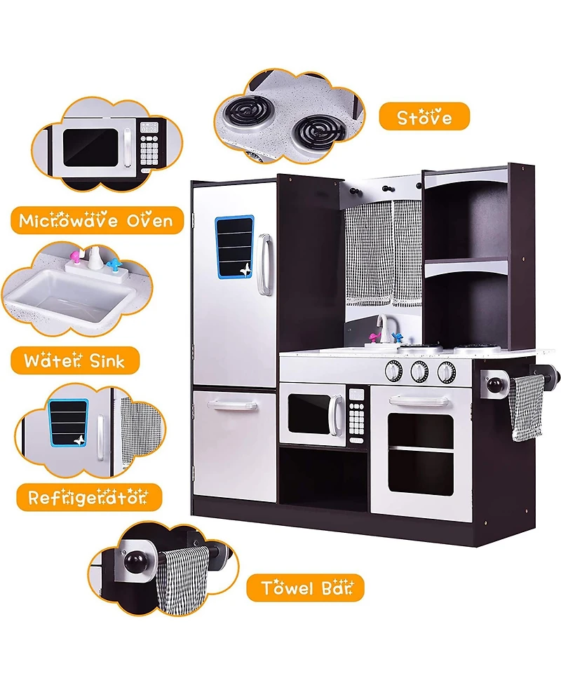 Kids Kitchen Play set Wooden Chef's Pretend Play Toy Cooking Food Set Gift for Kids