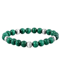 American West Jewelry Sterling Silver Malachite Gemstone Stretch Bracelet, Size Small - Medium