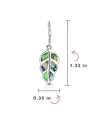 Bling Jewelry Native American Inspired Red Brown Blue Created Opal Inlay Lever back Nature Leaf Dangle Drop Earrings .925 Sterling Silver