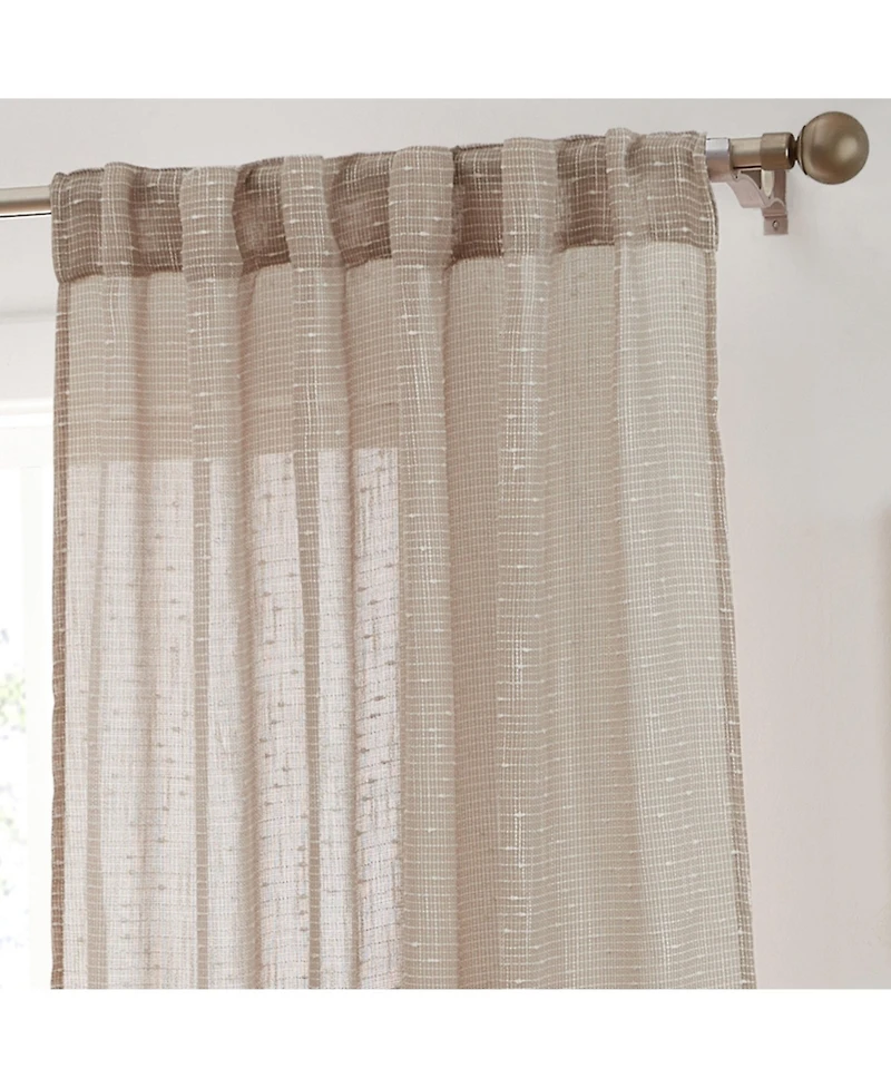 Hlc.me Emily Faux Linen Semi Sheer Transparent Rod Pocket Back Tab Lightweight Window Curtains Wide Panels
