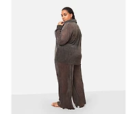 Rebdolls Women's Fabian Sheer Metallic Plisse Wide Leg Pants W. Pockets
