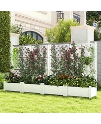 Slickblue Outdoor Planter Box Self-Watering Raised Garden Bed Trellis with Water Level Indicator