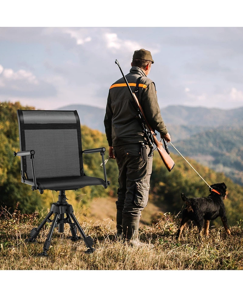 Slickblue Folding Swivel Patio Chair with 4 Adjustable Leg-Black