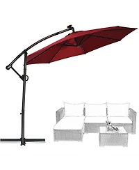 360° Rotation Solar Powered Led Patio Offset Umbrella without Weight Base