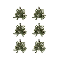 Set of 6 Realistic Artificial Pine Stems for Holiday Decorations