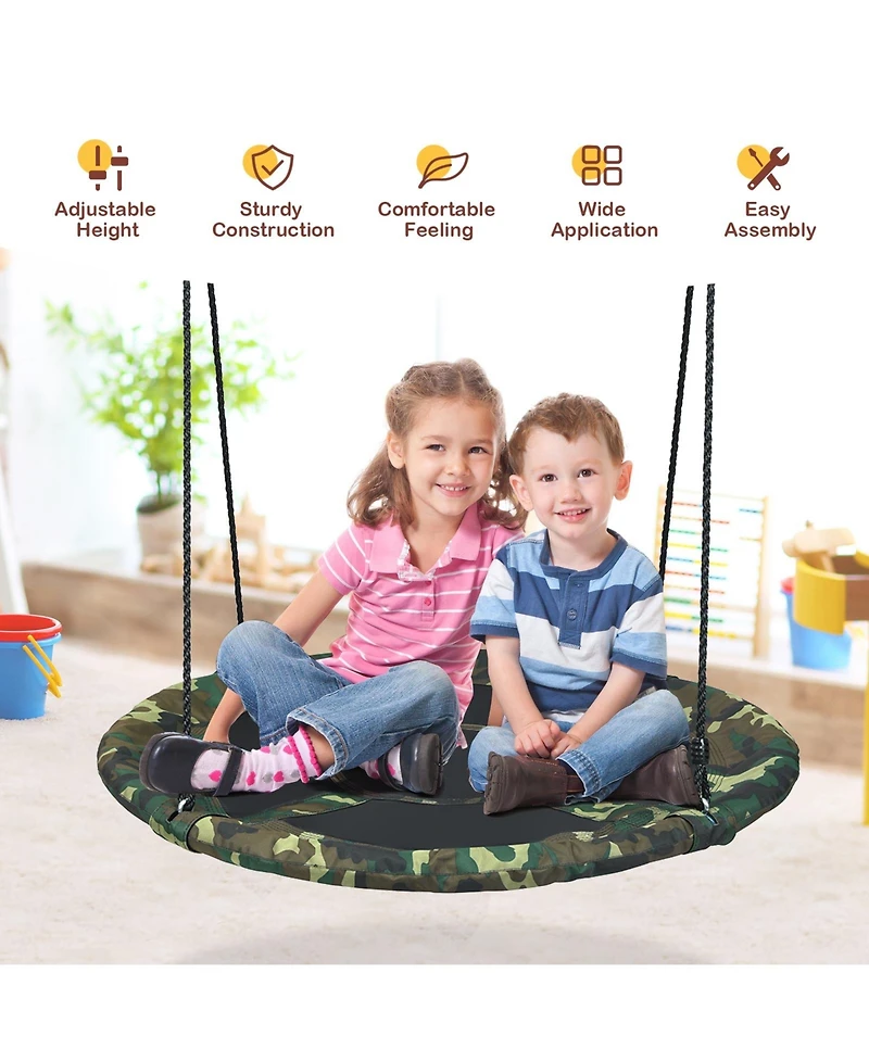 Slickblue 40 Inch Flying Saucer Tree Swing Outdoor Play Set with Adjustable Ropes Gift for Kids