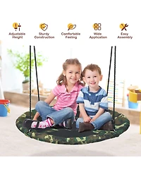 Slickblue 40 Inch Flying Saucer Tree Swing Outdoor Play Set with Adjustable Ropes Gift for Kids