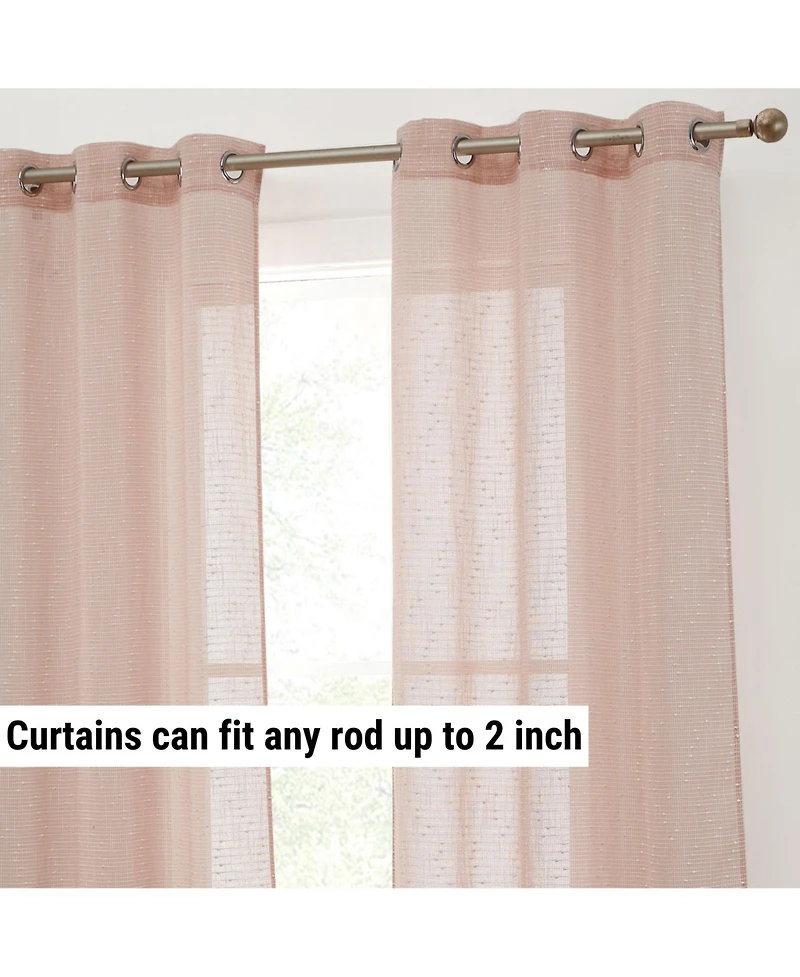 Hlc.me Emily Faux Linen Semi Sheer Light Filtering Transparent Grommet Lightweight Window Curtains Drapery Panels
