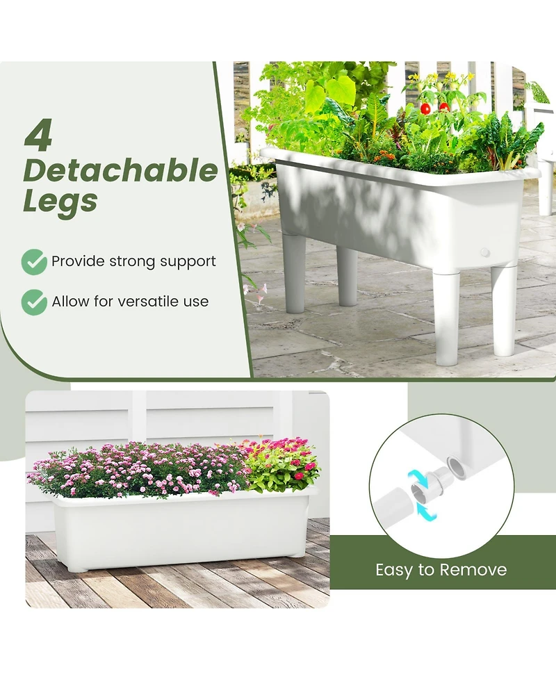Slickblue 2 Pieces Raised Garden Beds Self-Watering Planter Box with Detachable Legs and Drainage Hole