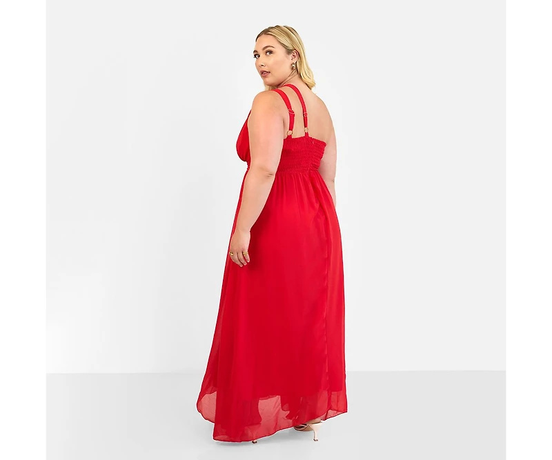 Rebdolls Plus Size Georgia Chiffon One Shoulder Maxi A Line Dress