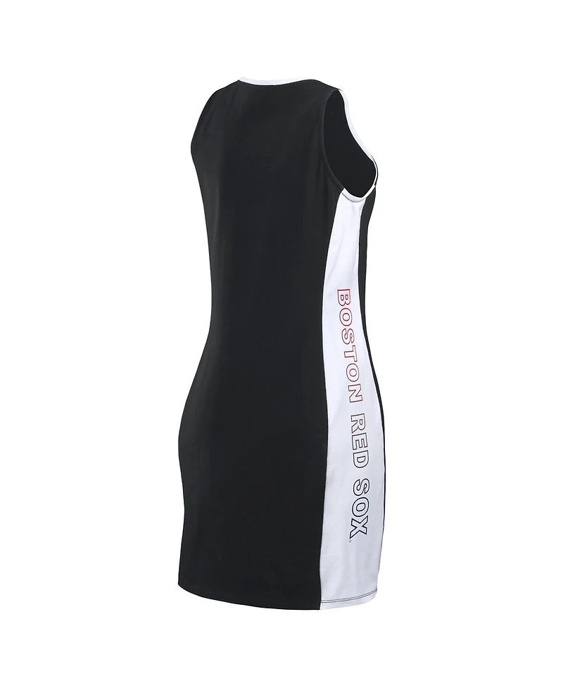 Wear by Erin Andrews Women's Black Boston Red Sox Colorblock Quarter-Zip Sleeveless Dress