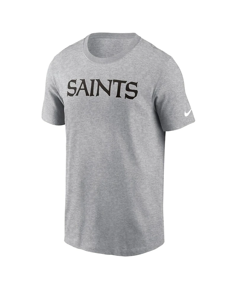 Nike Men's Heather Gray New Orleans Saints Primetime Wordmark Essential T-Shirt