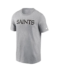 Nike Men's Heather Gray New Orleans Saints Primetime Wordmark Essential T-Shirt