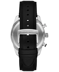 Emporio Armani Men's Chronograph Black Perforated Leather Strap Watch 42mm