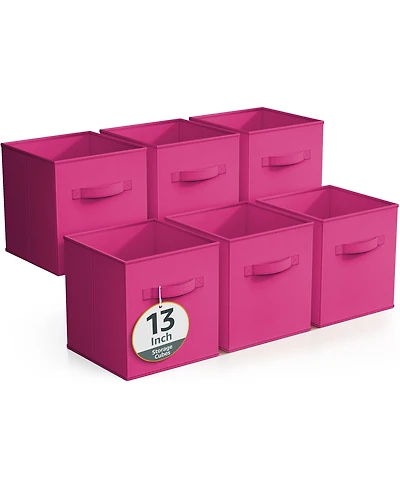 Sorbus 6 Pack 13 Inch Foldable Storage Cubes with Handles- for Organizing Home, Shelves, Nursery, Playroom