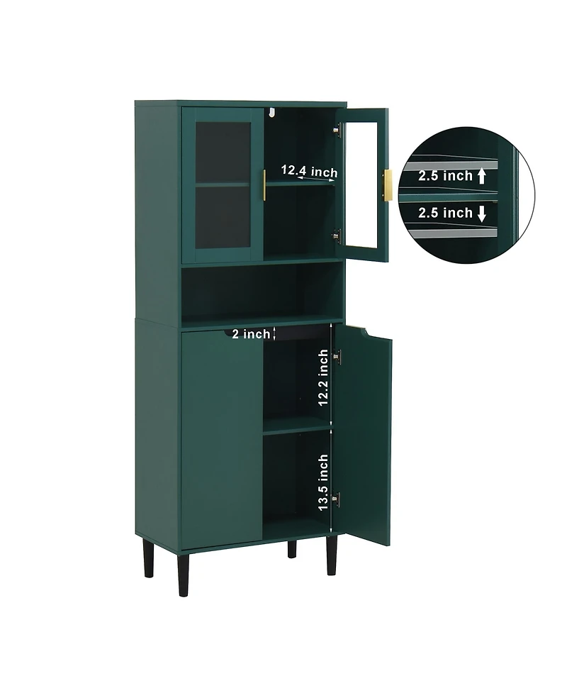 Streamdale Tall Storage Cabinet with Glass Display & Gold Handles