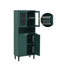 Streamdale Tall Storage Cabinet with Glass Display & Gold Handles