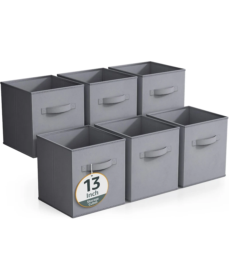 Sorbus 6 Pack 13 Inch Foldable Storage Cubes with Handles- for Organizing Home, Shelves, Nursery, Playroom