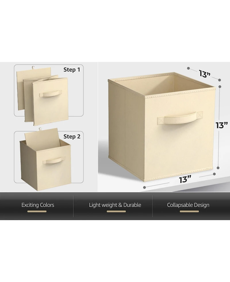 Sorbus 6 Pack 13 Inch Foldable Storage Cubes with Handles- for Organizing Home, Shelves, Nursery, Playroom