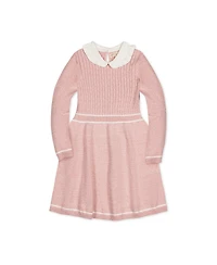 Hope & Henry Toddler Girls Organic Long Sleeve Cable Knit Peter Pan Collar Sweater Dress