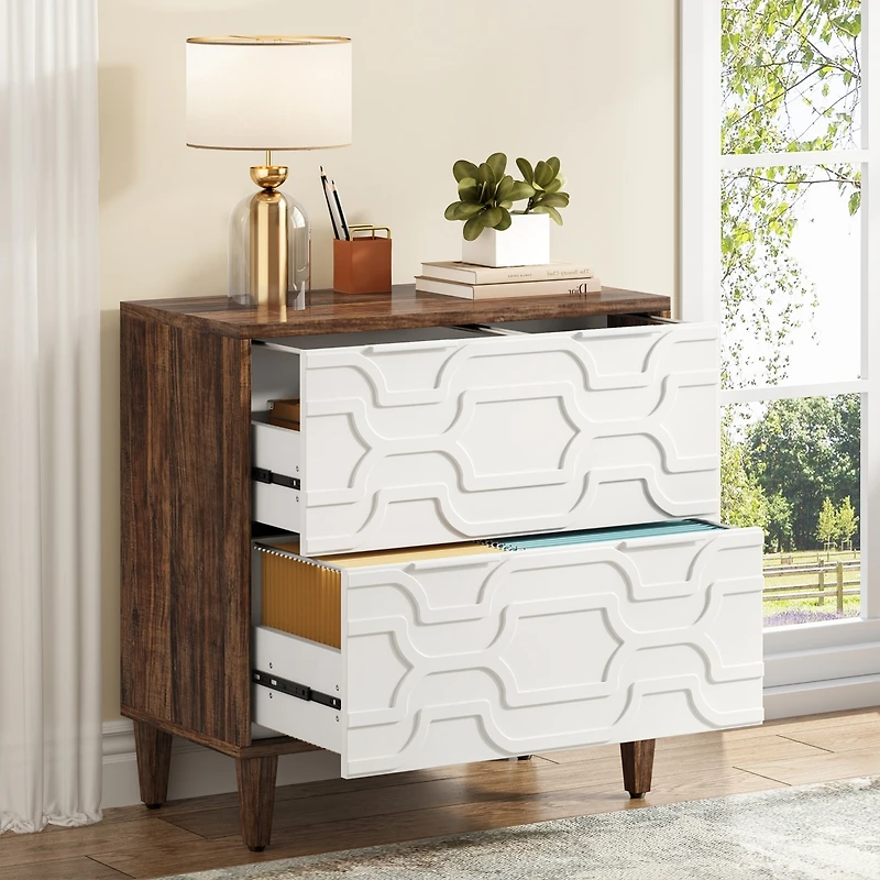 Tribesigns 2-Drawer File Cabinet, Lateral Filing Office Storage Printer Stand with Drawer for Home