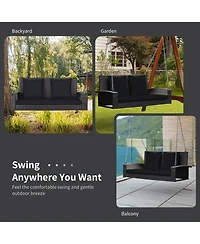 Slickblue 2-Person Patio Rattan Porch Swing with Cushions