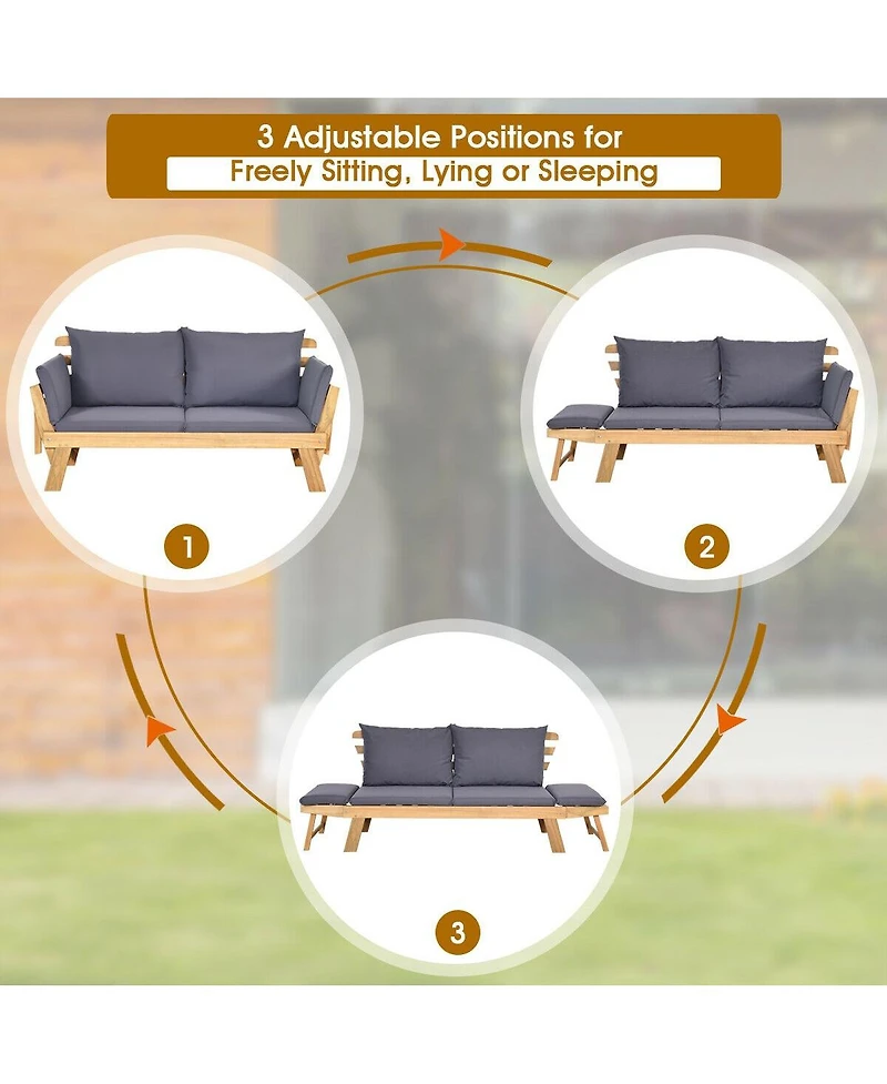 Slickblue Adjustable Patio Convertible Sofa with Thick Cushion