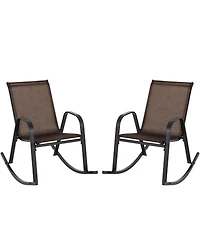 Slickblue Set of 2 Heavy-Duty Metal Patio Rocking Chair with Breathable Seat Fabric