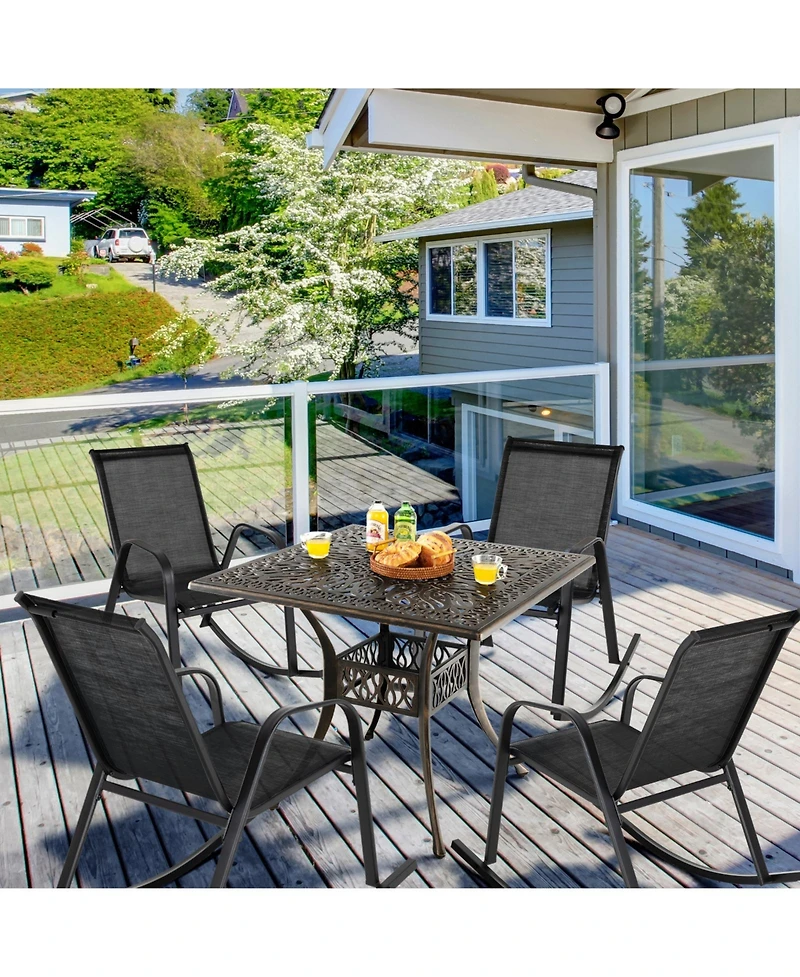 Slickblue Set of 2 Heavy-Duty Metal Patio Rocking Chair with Breathable Seat Fabric