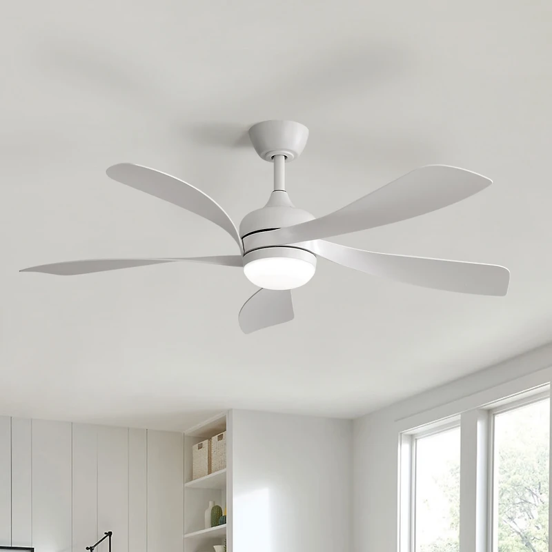 Sofucor 52 Ceiling Fans with Light Yellow with 5 Curve Blades