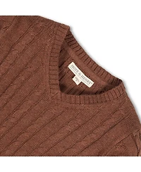 Hope & Henry Baby Boys Organic Long Sleeve Fine Gauge Cable V-Neck Sweater