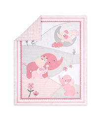 The Peanutshell Pink Elephant 8 Piece Baby Nursery Crib Bedding Set, Quilt, Crib Sheets, Crib Skirt, and Mobile