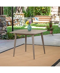 Modern Acacia Wood Square Dining Table, Gray