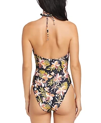 Volcom Juniors' Fronds Forever Printed Halter One-Piece Swimsuit