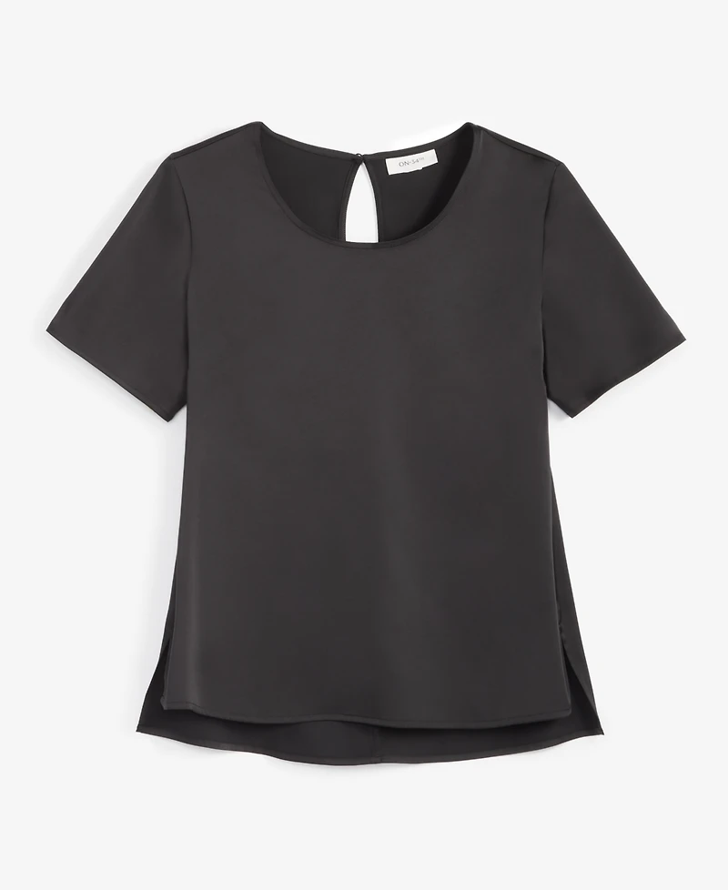 On 34th Women's Satin Relaxed Short-Sleeve Top, Created for Macy's