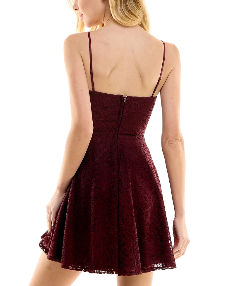 City Studios Juniors' Adjustable Lace Mini Dress
