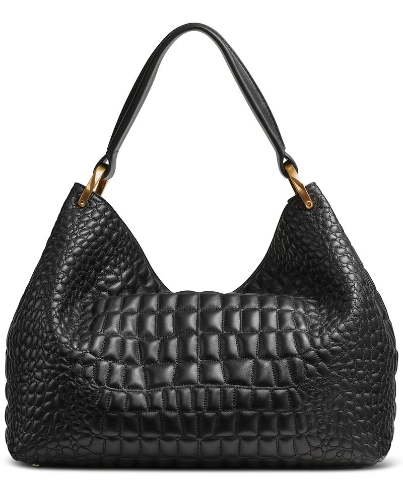 Donna Karan New York Glenwood Quilted Croc Shoulder with Tassel Detail