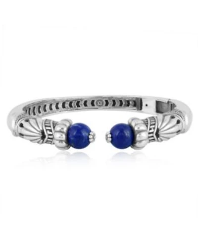 American West Jewelry Sterling Silver Lapis Lazuli Gemstone Hinged Cuff Bracelet Size Medium