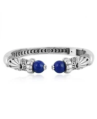 American West Jewelry Sterling Silver Lapis Lazuli Gemstone Hinged Cuff Bracelet Size Medium