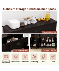 Slickblue 3 Drawers Sideboard Buffet Storage with Adjustable Shelves