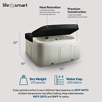 LifeSmart LS100 Sand 4 Person Plug and Play Square Hot Tub Spa with Black Cover