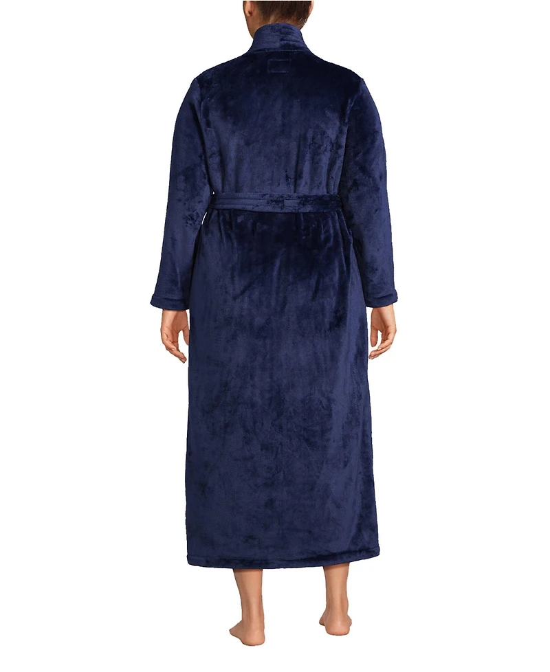 Lands' End Plus Cozy Plush Long Wrap Robe