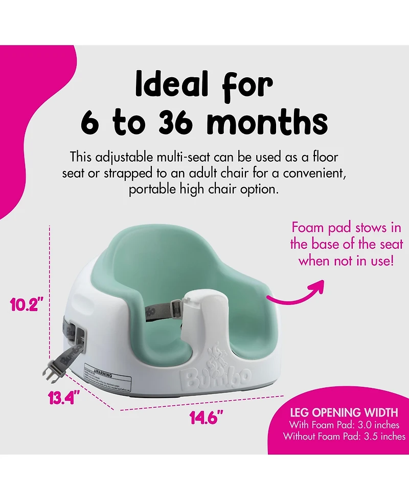 Bumbo Baby Toddler Adjustable 3-in-1 Booster Seat/High Chair & Tray, Hemlock