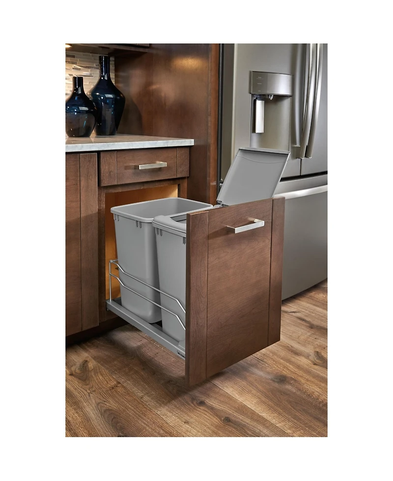 Rev-a-Shelf Double Pull Out Trash Can 35 Qt with Soft-Close, 53WC-1835SCDM-217
