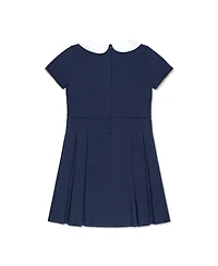 Hope & Henry Baby Girls Pleated Ponte Dress with Peter Pan Collar