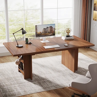 Tribesigns 63 Inches Office Executive Desk, Home Office Desk Large Computer Writing Table with Storage, Wood Workstation Desk Small Conference Table