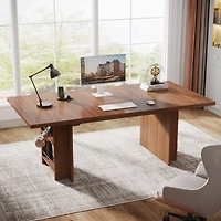 Tribesigns 63 Inches Office Executive Desk, Home Office Desk Large Computer Writing Table with Storage, Wood Workstation Desk Small Conference Table