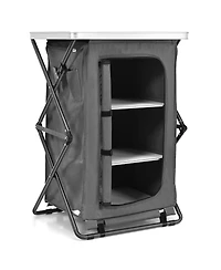 Folding Camping Storage Cabinet with 3 Shelves and Carry Bag