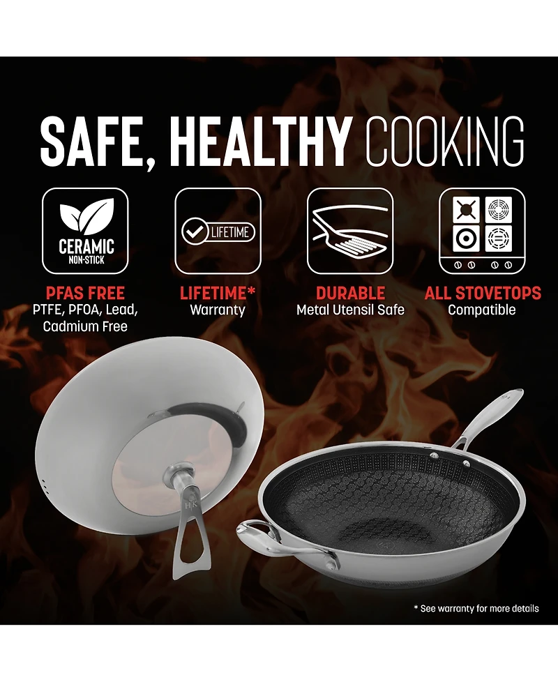 Hell's Kitchen Ceramic Hybrid Nonstick 12" Wok & Lid