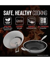 Hell's Kitchen Ceramic Hybrid Nonstick 12" Wok & Lid